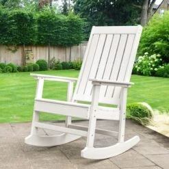 Northlight All Weather Recycled Plastic Outdoor Rocking Chair, White