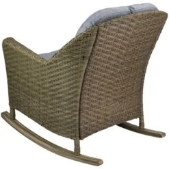 Northlight 34" Gray Resin Wicker Deep Seated Rocker Chair With Gray Cushions -Northlight GUEST 377c4b32 0f63 4a2e 8163 97773e29ac02