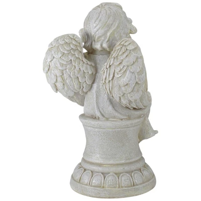 Northlight 9" Ivory Praying Angel On Pedestal Outdoor Garden Statue 5 Northlight 9" Ivory Praying Angel On Pedestal Outdoor Garden Statue - Image 3