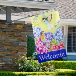 Northlight Welcome Floral Hummingbird Outdoor House Flag 28" X 40" -Northlight GUEST 3f6dd276 7275 419a bdfb f8725a6cd577