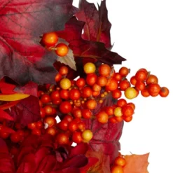 Northlight Leaves And Flowers Fall Harvest Wreath - 24-Inch, Unlit -Northlight GUEST 41999639 e66a 4075 81ef 66879708c275