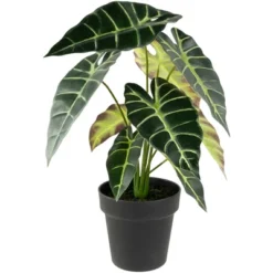 Northlight Real Touch™ Artificial Taro Plant In Black Pot 18" -Northlight GUEST 42423c3c 698b 45d5 b53b 43f3692bb4ba