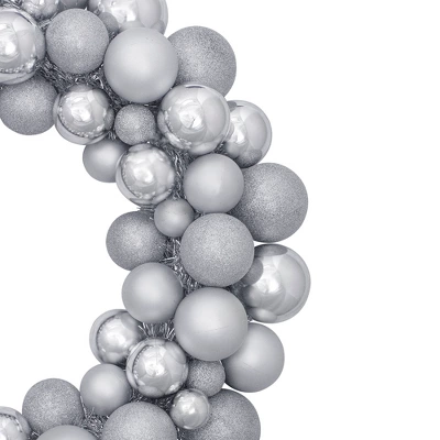 Northlight Silver 3-Finish Shatterproof Ball Ornament Christmas Wreath, 36-Inch 4 Northlight Silver 3-Finish Shatterproof Ball Ornament Christmas Wreath, 36-Inch - Image 2