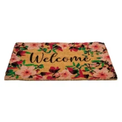 Northlight Natural Coir Blossoming Floral Outdoor Rectangular "Welcome" Doormat 18" X 30" -Northlight GUEST 47508072 f2a3 4314 bdba d38caf4133d8