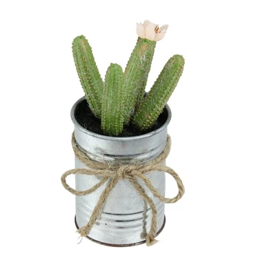 Northlight 6" Columnar Cactus Artificial Potted Plant - Green/Silver 3 Northlight 6" Columnar Cactus Artificial Potted Plant - Green/Silver