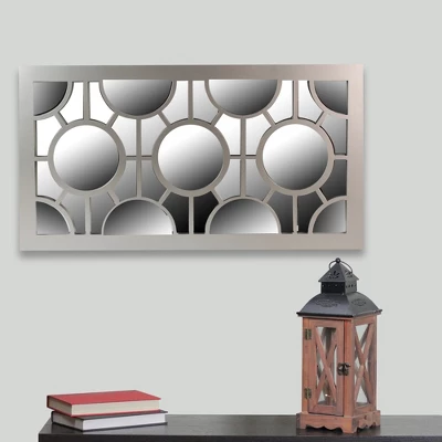 Northlight 25.25" Metallic Gray Rectangular Geometric Wall Mirror 3 Northlight 25.25" Metallic Gray Rectangular Geometric Wall Mirror