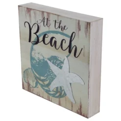 Northlight Seashells And Starfish "At The Beach" Coastal Wall Plaque 8" X 8" -Northlight GUEST 4bde4633 bbe0 4f5f b12a c4de528e9de1