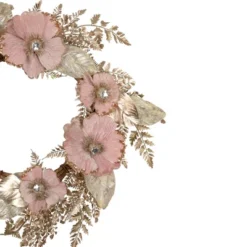 Northlight Champange And Pink Flower Wreath, 24-Inch, Unlit -Northlight GUEST 4cb601ed d6b3 4cfc 95fb 173b8955d630