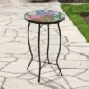 Northlight 19" Floral And Butterfly Glass Patio Side Table