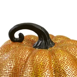 Northlight 7.5" Gold And Orange Textured Greek Key Pumpkin Fall Decoration -Northlight GUEST 4e5df3ec a22a 42b7 9d6d 7ddee2fcf39f