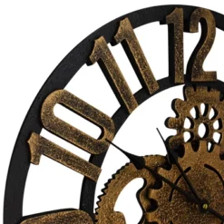 Northlight 24" Gold And Black Battery Operated Round Wall Clock With Cogs -Northlight GUEST 4e5f4c85 6110 44d6 bab2 b9c286bed326