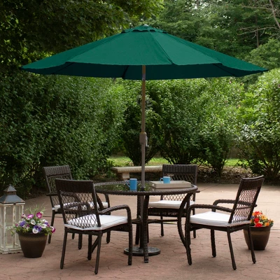 Northlight 9ft Outdoor Patio Market Umbrella With Hand Crank And Tilt, Hunter Green 3 Northlight 9ft Outdoor Patio Market Umbrella With Hand Crank And Tilt, Hunter Green