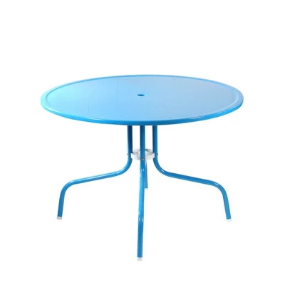 Northlight 39.25-Inch Outdoor Retro Metal Tulip Dining Table, Sky Blue 4 Northlight 39.25-Inch Outdoor Retro Metal Tulip Dining Table, Sky Blue - Image 2