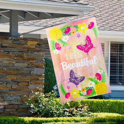 Northlight Life Is Beautiful Pink Floral Outdoor House Flag 28" X 40" 4 Northlight Life Is Beautiful Pink Floral Outdoor House Flag 28" X 40" - Image 2