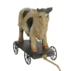 Northlight 10.25" Black And White Wood Textured Cow On Cart Outdoor Garden Statue