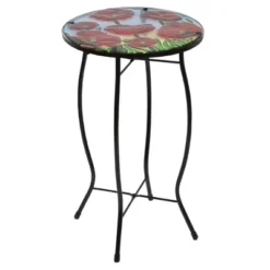 Northlight 19" Red Floral Poppies Glass Patio Side Table -Northlight GUEST 52cbec56 6251 49e5 8bcf 0965515d3ed4