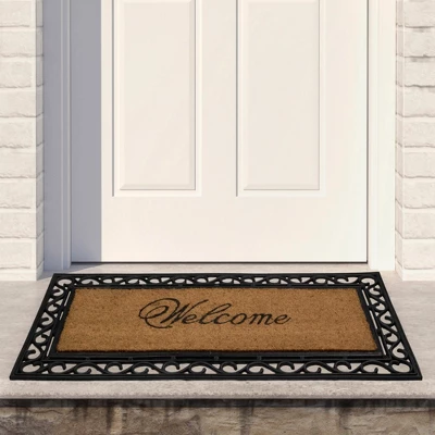 Northlight Black And Natural Coir Rectangular "Welcome" Doormat 22" X 48" 3 Northlight Black And Natural Coir Rectangular "Welcome" Doormat 22" X 48"