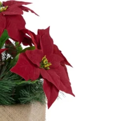 Northlight 13.5" Red Poinsettia With Pine Cones Artificial Christmas Floral Arrangement -Northlight GUEST 5716a916 2c08 4e22 a538 8efe4f3f194c