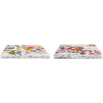 Northlight Set Of 2 'Love Blooms Here' Floral Outdoor Garden Stones 7" 5 Northlight Set Of 2 'Love Blooms Here' Floral Outdoor Garden Stones 7" - Image 3