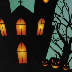 Northlight 23.5" Halloween Prelit LED Church In Cemetery Canvas Wall Art - Teal Blue/Black -Northlight GUEST 6017c8dc 9d7c 4439 9b87 acc7ef24a2f8