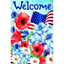 Northlight Welcome Patriotic Floral Outdoor House Flag 40" X 28" -Northlight GUEST 63630f33 3ef7 4474 a16e 84752d4ca07d