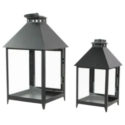 Northlight Set Of 2 Black Modern Style Candle Lanterns 15.75" -Northlight GUEST 65e126f1 dbae 43a8 9b81 35e322b75767