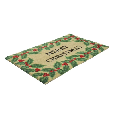 Northlight Natural Coir Holly Berries "Merry Christmas" Doormat 18" X 30" 3 Northlight Natural Coir Holly Berries "Merry Christmas" Doormat 18" X 30"