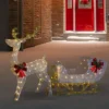 Northlight 48" LED Lighted Glitter Reindeer With Sleigh Outdoor Christmas Decoration