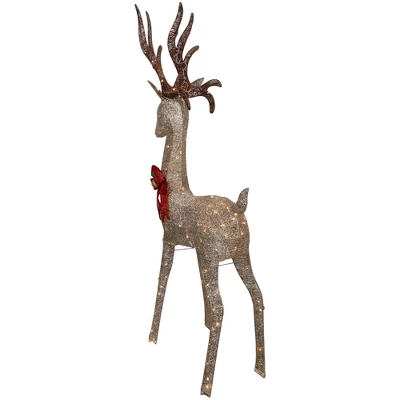 Northlight 74" LED Lighted Champagne Deer With Red Bow Outdoor Christmas Decoration 8 Northlight 74" LED Lighted Champagne Deer With Red Bow Outdoor Christmas Decoration - Image 6