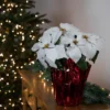 Northlight 14.5" White Artificial Christmas Poinsettia With Red Wrapped Base -Northlight GUEST 6a314d45 7b06 40cf b09c 3d6bc3dbd5e3