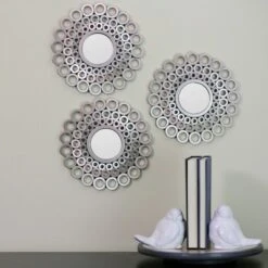 Northlight Set Of 3 Round Gray Cascading Angular Orbs Mirrors 10"