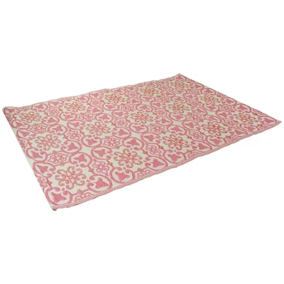 Northlight 4' X 6' Pink And Cream Floral Design Rectangular Outdoor Area Rug 3 Northlight 4' X 6' Pink And Cream Floral Design Rectangular Outdoor Area Rug - Image 2