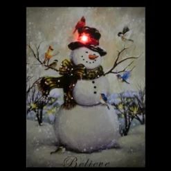 Northlight LED Lighted Snowman And Bird Friends Christmas Canvas Wall Art 15.75" X 11.75" -Northlight GUEST 71b626e7 9a68 4f3d b48b 1597a2cbcc7c