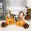 Northlight Set Of 2 Girl And Boy Scarecrows On Pumpkins Fall Figurines 6"