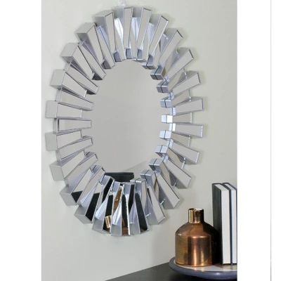 Northlight 25.5" Silver Aztec Sunburst Round Mirror Wall Decor 4 Northlight 25.5" Silver Aztec Sunburst Round Mirror Wall Decor - Image 2