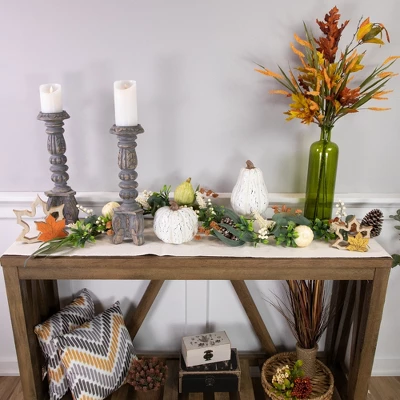 Northlight 5' X 6" Green Gourds And Foliage Artificial Fall Harvest Garland - Unlit 4 Northlight 5' X 6" Green Gourds And Foliage Artificial Fall Harvest Garland - Unlit - Image 2