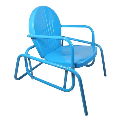 Northlight Outdoor Retro Metal Tulip Glider Patio Chair, Sky Blue 4 Northlight Outdoor Retro Metal Tulip Glider Patio Chair, Sky Blue - Image 2