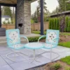 Northlight 35" Square Outdoor Retro Tulip Armchair, Blue And White