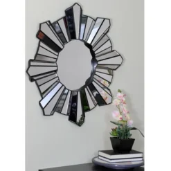Northlight 25" Sparkling Sunburst Matte Black Round Wall Mirror -Northlight GUEST 7e4d0ab0 f676 4bc6 a887 be609976c408