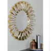 Northlight 25.5" Aztec Sunburst Matte Gold Round Wall Mirror