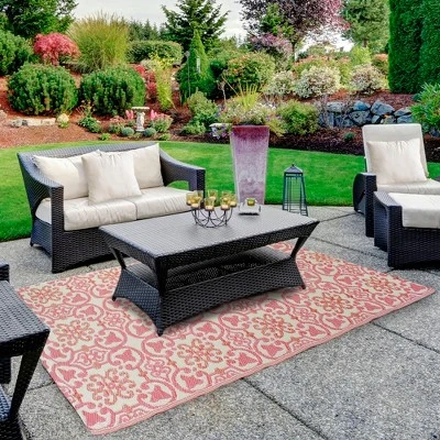 Northlight 4' X 6' Pink And Cream Floral Design Rectangular Outdoor Area Rug 2 Northlight 4' X 6' Pink And Cream Floral Design Rectangular Outdoor Area Rug