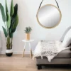 Northlight 21" Beige Round Modern Mirror With Woodgrain Finish -Northlight GUEST 8058f1b8 6ac3 4c4d ae19 901fa04e51ad