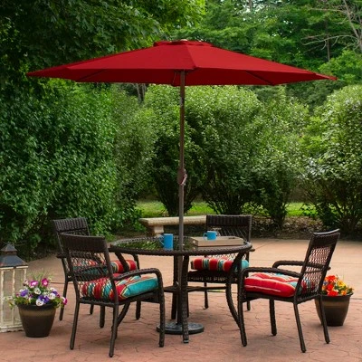 Northlight 9ft Outdoor Patio Market Umbrella With Hand Crank And Tilt, Red 3 Northlight 9ft Outdoor Patio Market Umbrella With Hand Crank And Tilt, Red