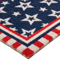 Northlight Blue And Red Americana Stars And Striped Border Coir Outdoor Doormat 18" X 30" -Northlight GUEST 84902872 c43c 4bea b5b4 f8d3df280ff3