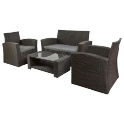 Northlight 4-Piece Georgetown Resin Wicker Outdoor Patio Conversation Set With Cushions