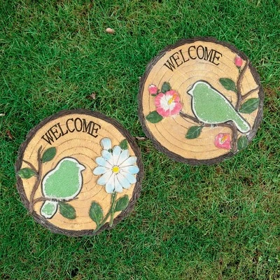 Northlight Set Of 2 Welcome Birds Outdoor Floral Garden Stones 11" 3 Northlight Set Of 2 Welcome Birds Outdoor Floral Garden Stones 11"
