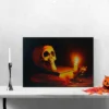 Northlight 15.75" Halloween Prelit LED Antique Candle And Skull Canvas Wall Art - Black/Orange -Northlight GUEST 8d766de8 122b 40b4 9cba 21de412db18f