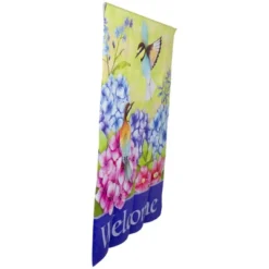 Northlight Welcome Floral Hummingbird Outdoor House Flag 28" X 40" -Northlight GUEST 8f6c316b aeff 415a 92a3 4f358a651c20
