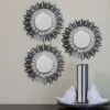Northlight Set Of 3 Floral Sunburst Brushed Silver Round Mirrors 9.5" -Northlight GUEST 93ec7576 f7ff 4724 9d8b 957c7ff70dbf
