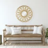 Northlight 30" Round Rattan Sunflower Wall Mirror